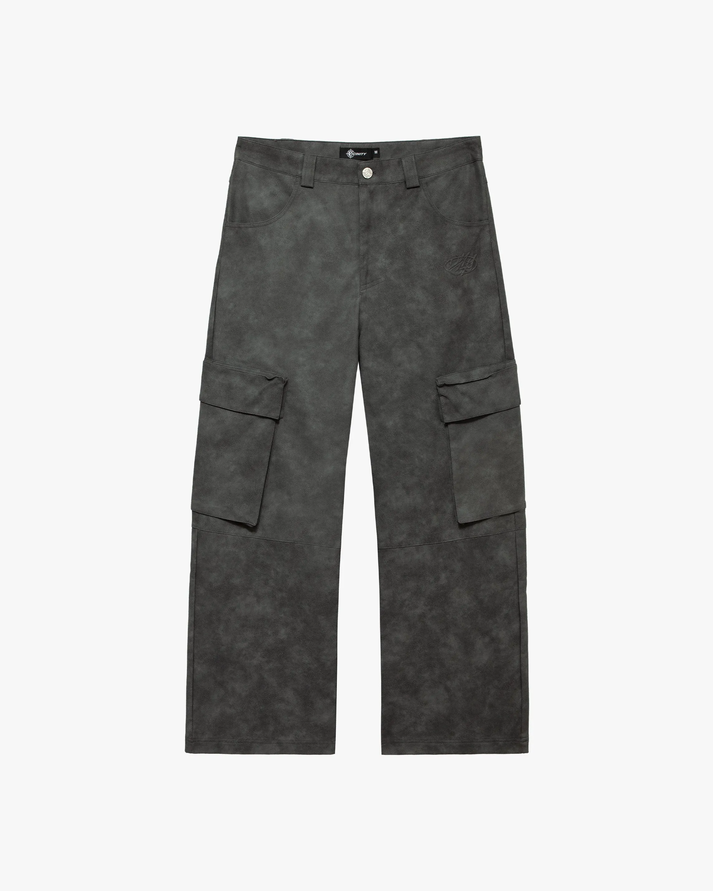 SCRIPT LOGO LEATHER PANTS GREY