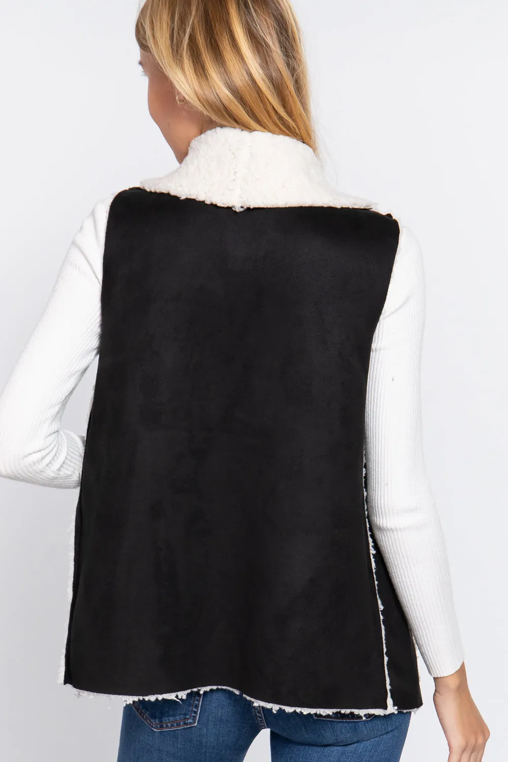 Shawl Faux Suede Fur Bonded Vest - 3 colors