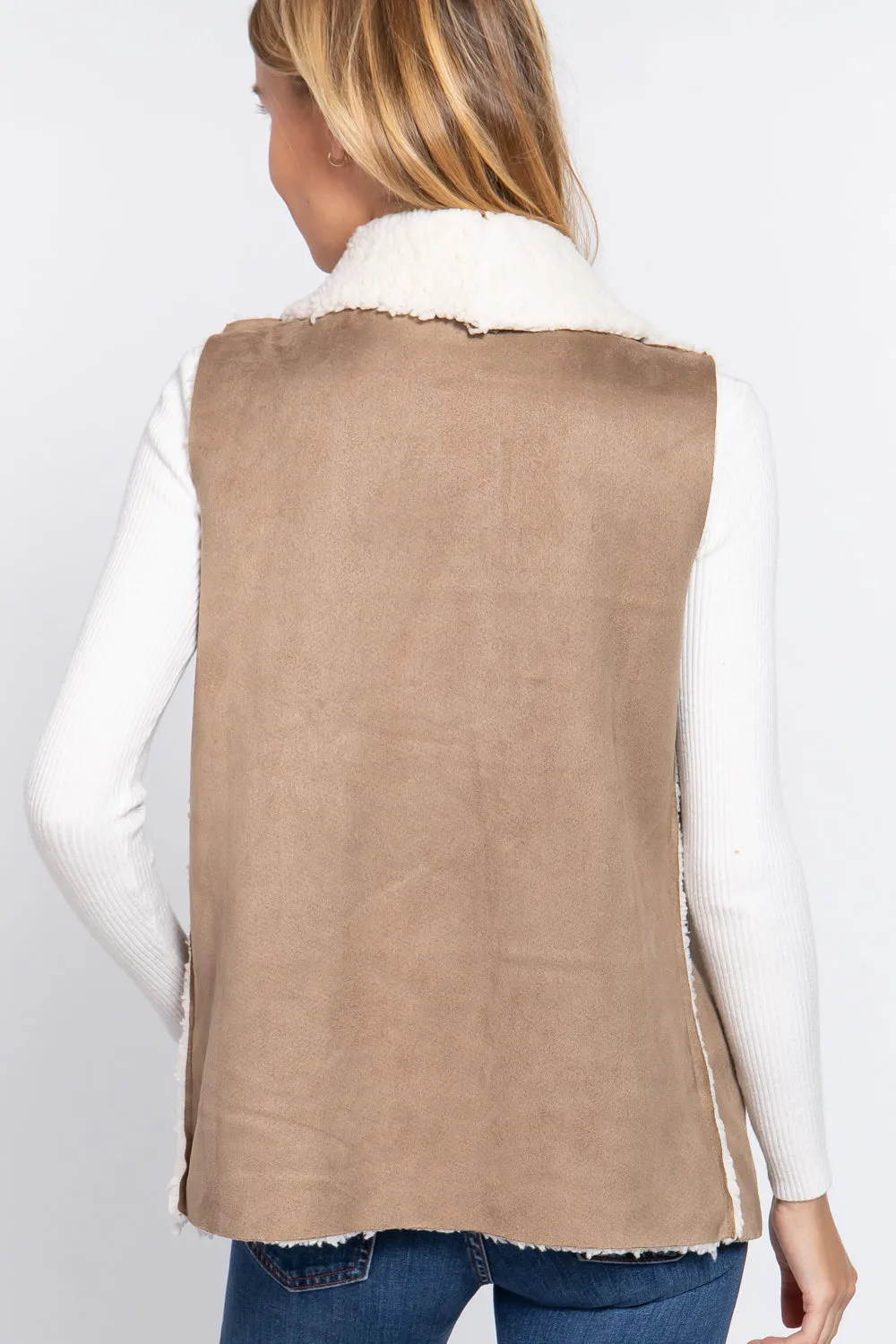 Shawl Faux Suede Fur Bonded Vest - 3 colors