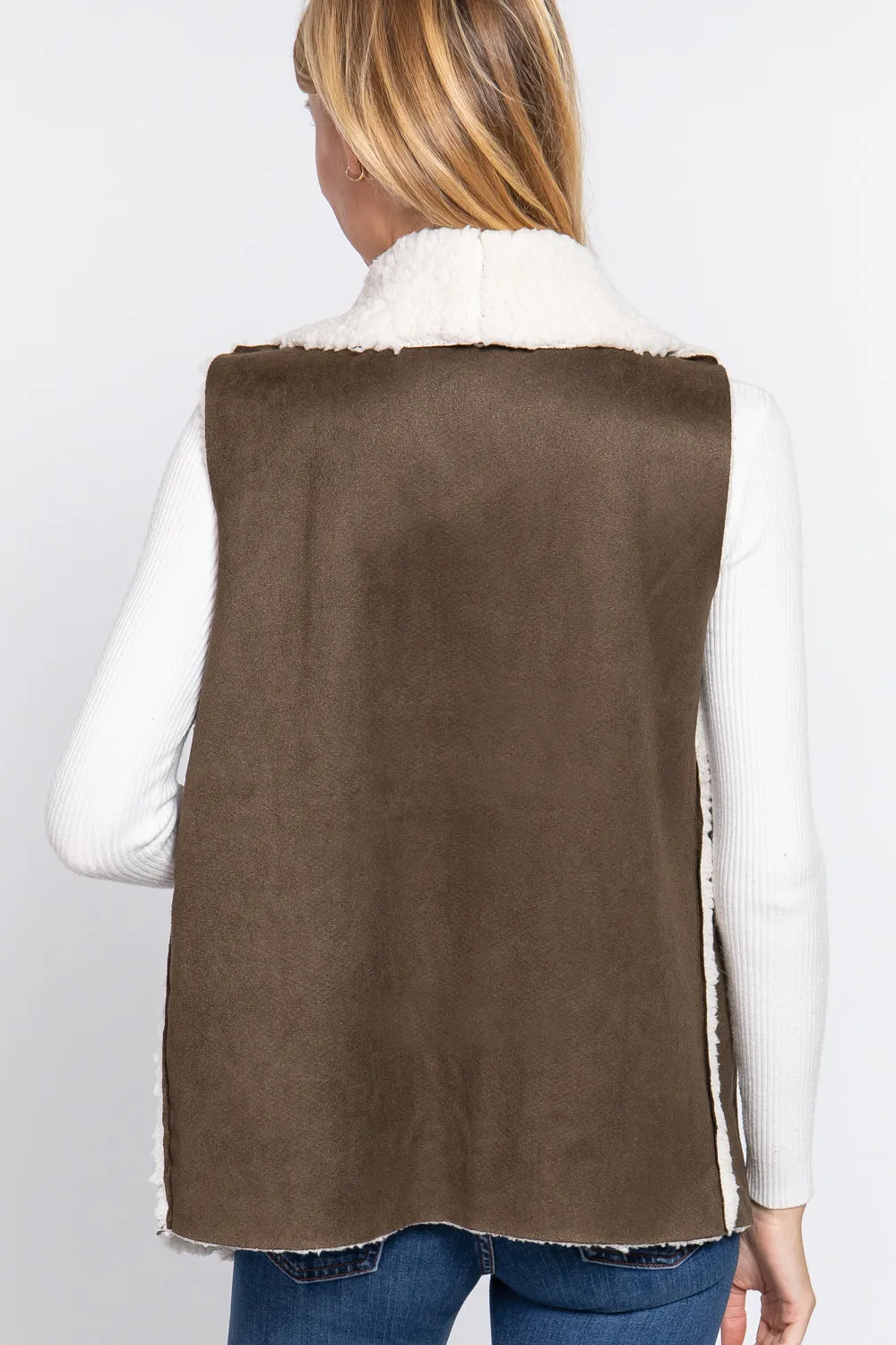 Shawl Faux Suede Fur Bonded Vest - 3 colors