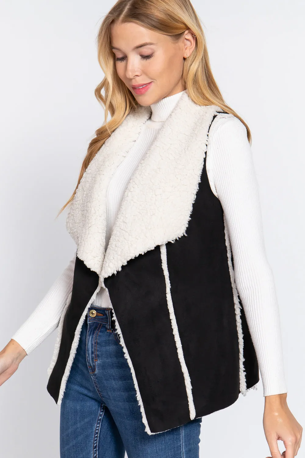 Shawl Faux Suede Fur Bonded Vest - 3 colors