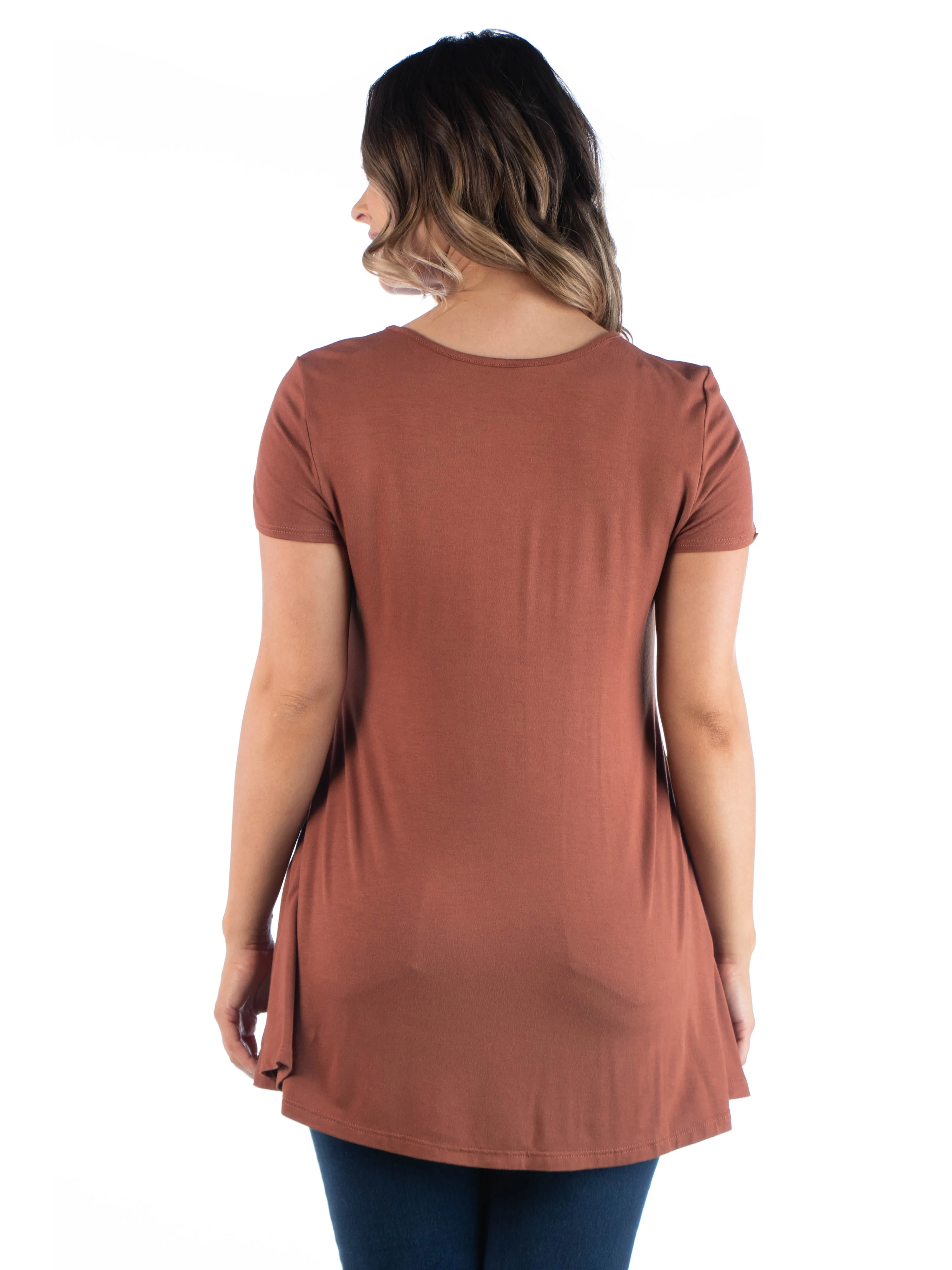 Short Sleeve Plus Size V Neck Tunic T Shirt