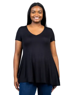 Short Sleeve Plus Size V Neck Tunic T Shirt