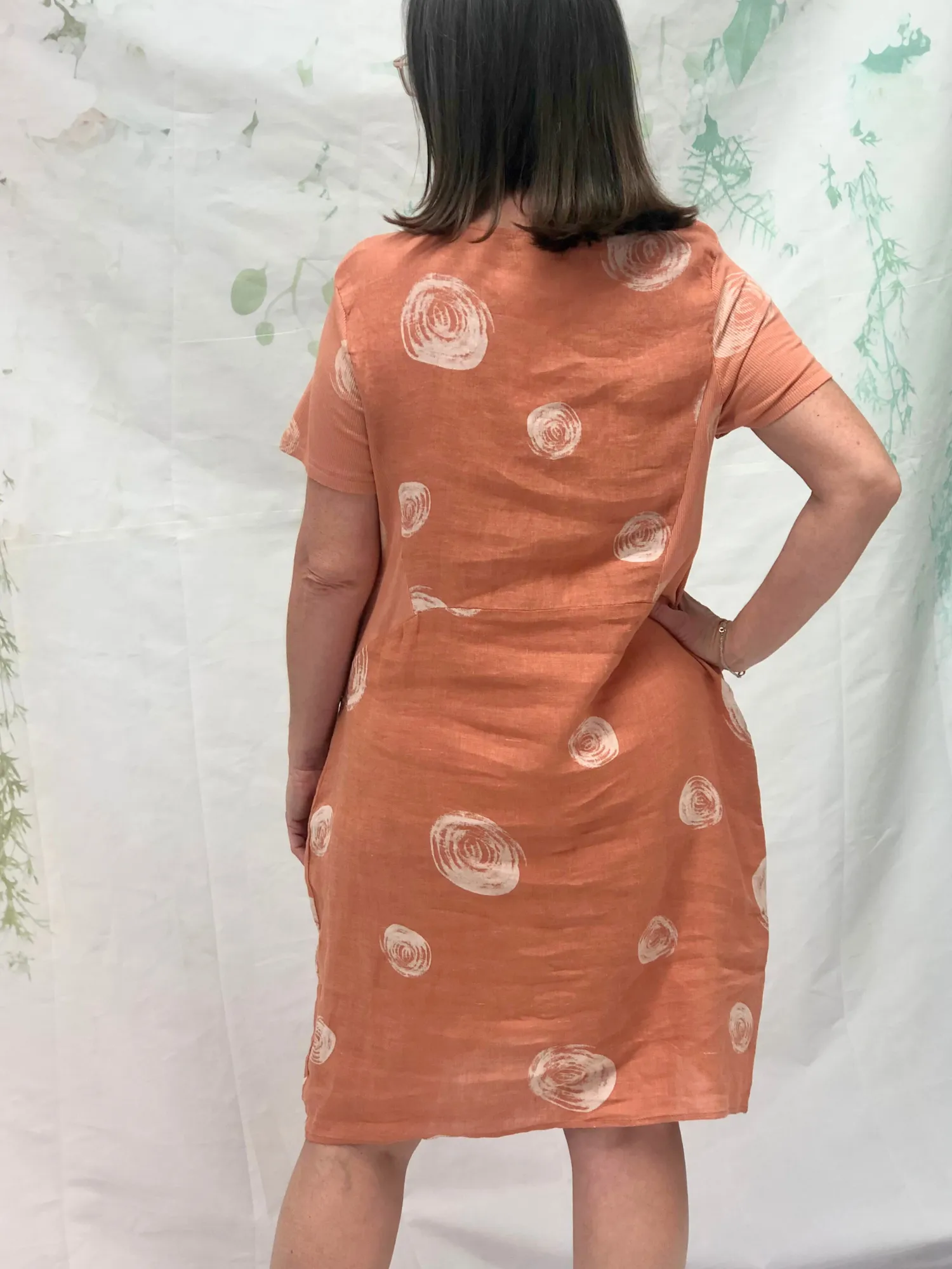 Sicily Swirl Rust Linen Dress