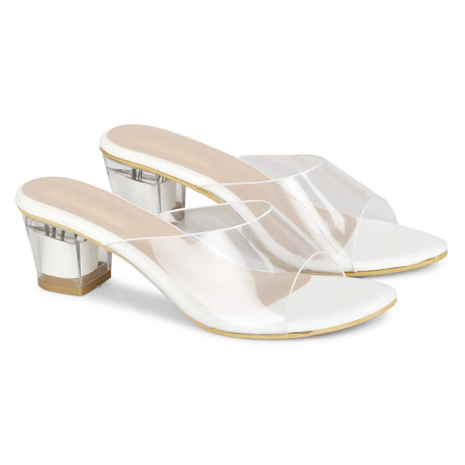 Smart & Sleek Women's Heel Sandals (White, 5)