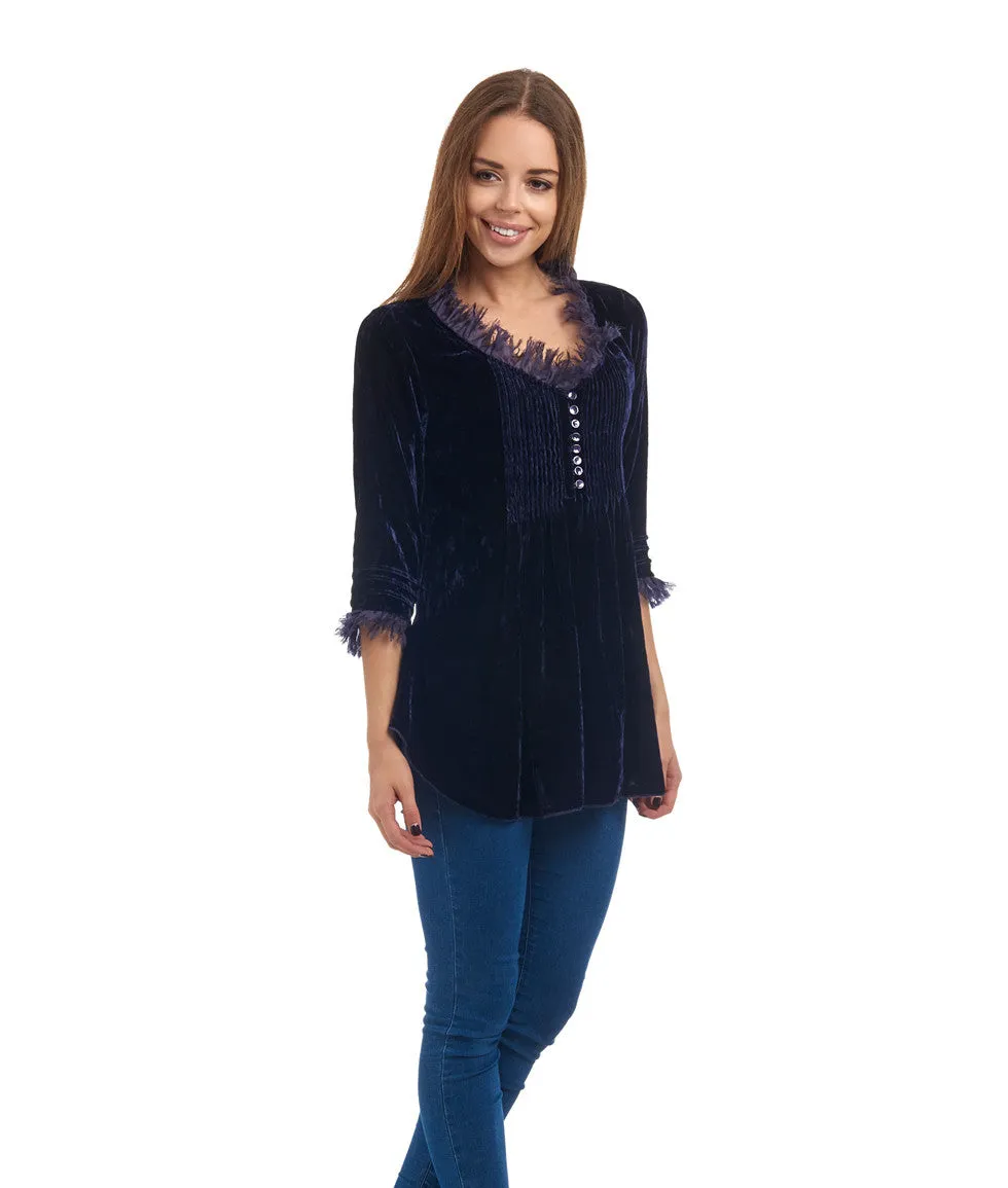 Sophie Silk Velvet shirt - Navy