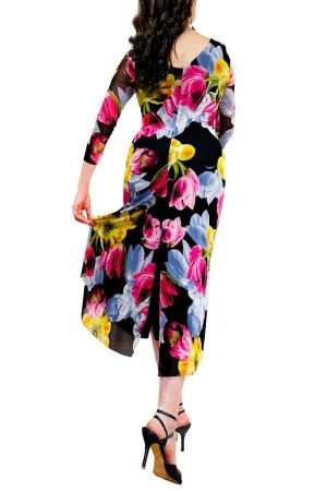 spring tulips NINA mesh tango dress with sleeves