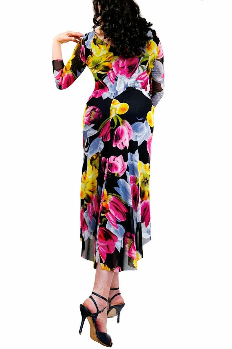 spring tulips NINA mesh tango dress with sleeves