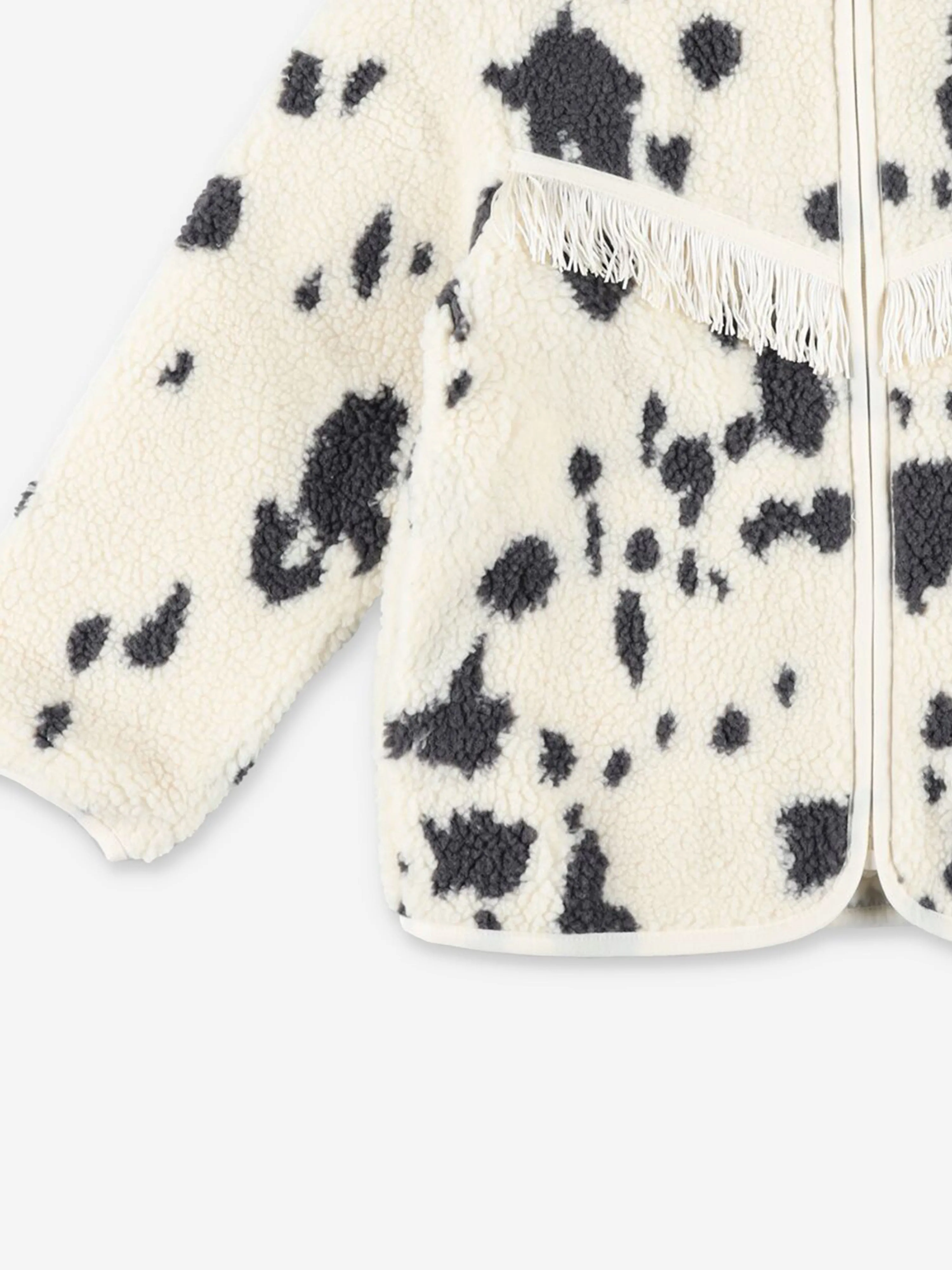 Stella McCartney Girls Fleece Cow Print Jacket in Ivory