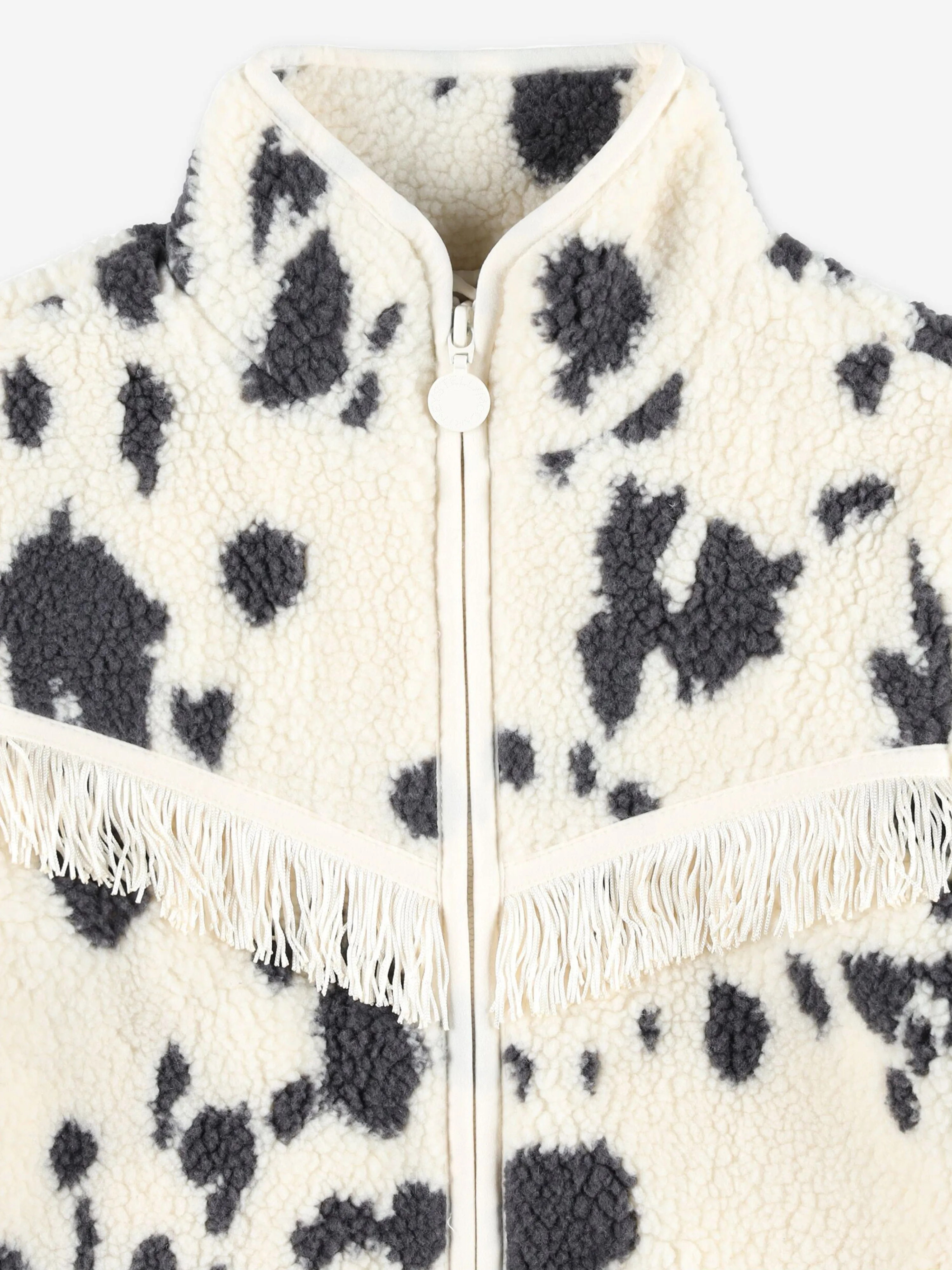 Stella McCartney Girls Fleece Cow Print Jacket in Ivory