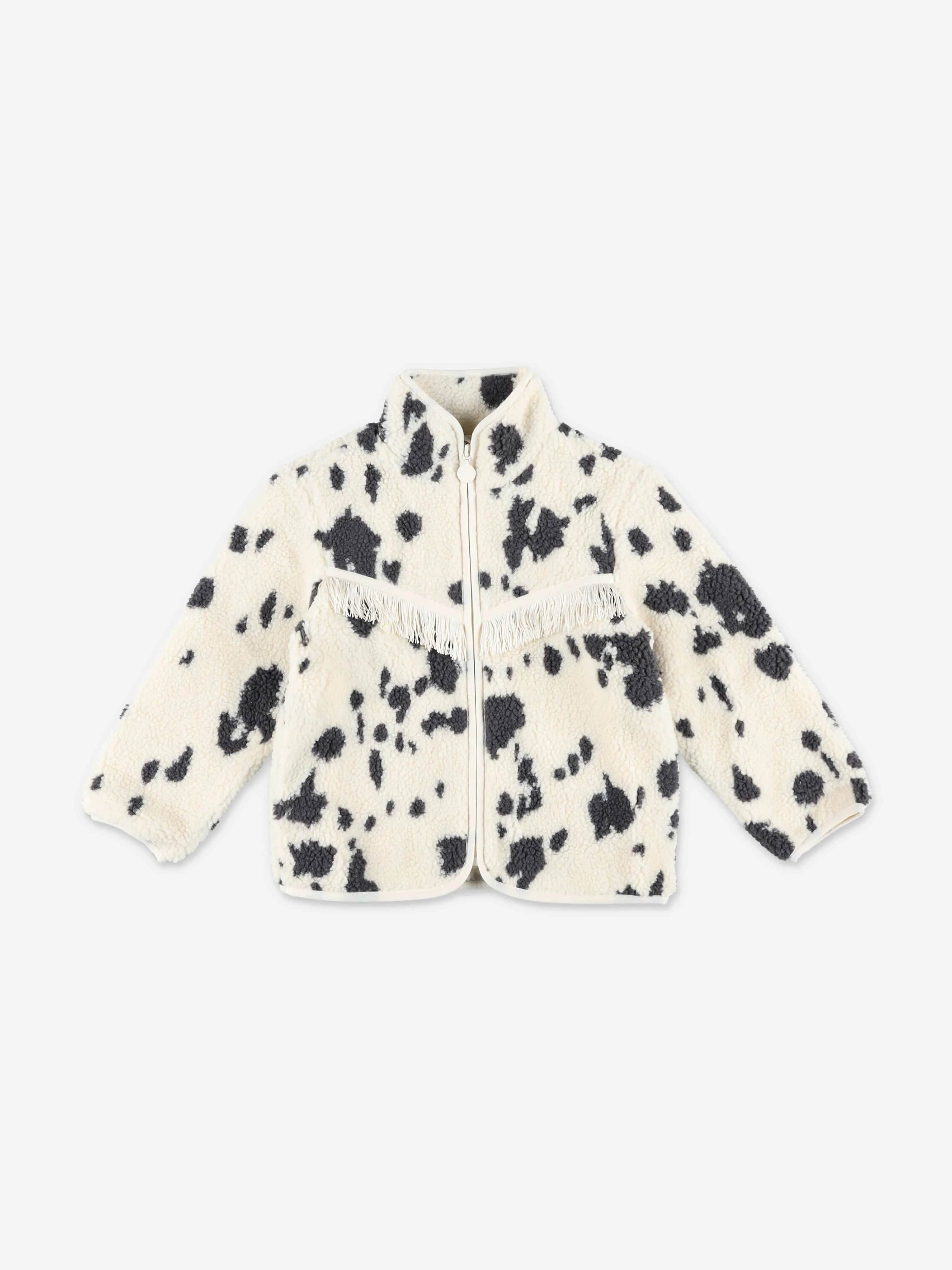 Stella McCartney Girls Fleece Cow Print Jacket in Ivory