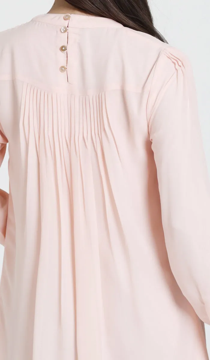 Sukoon Long Flowy Chiffon Tunic Dress - Blush