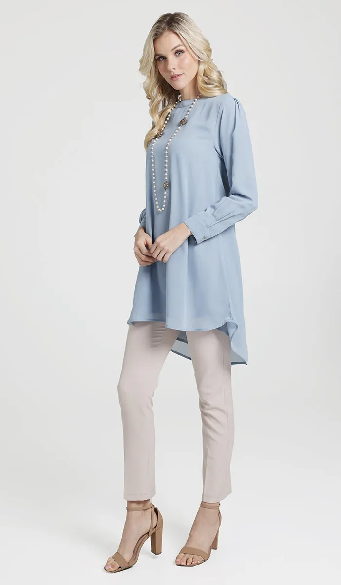 Sukoon Long Flowy Chiffon Tunic Dress - Powder Blue - PREORDER (ships in 2 weeks)