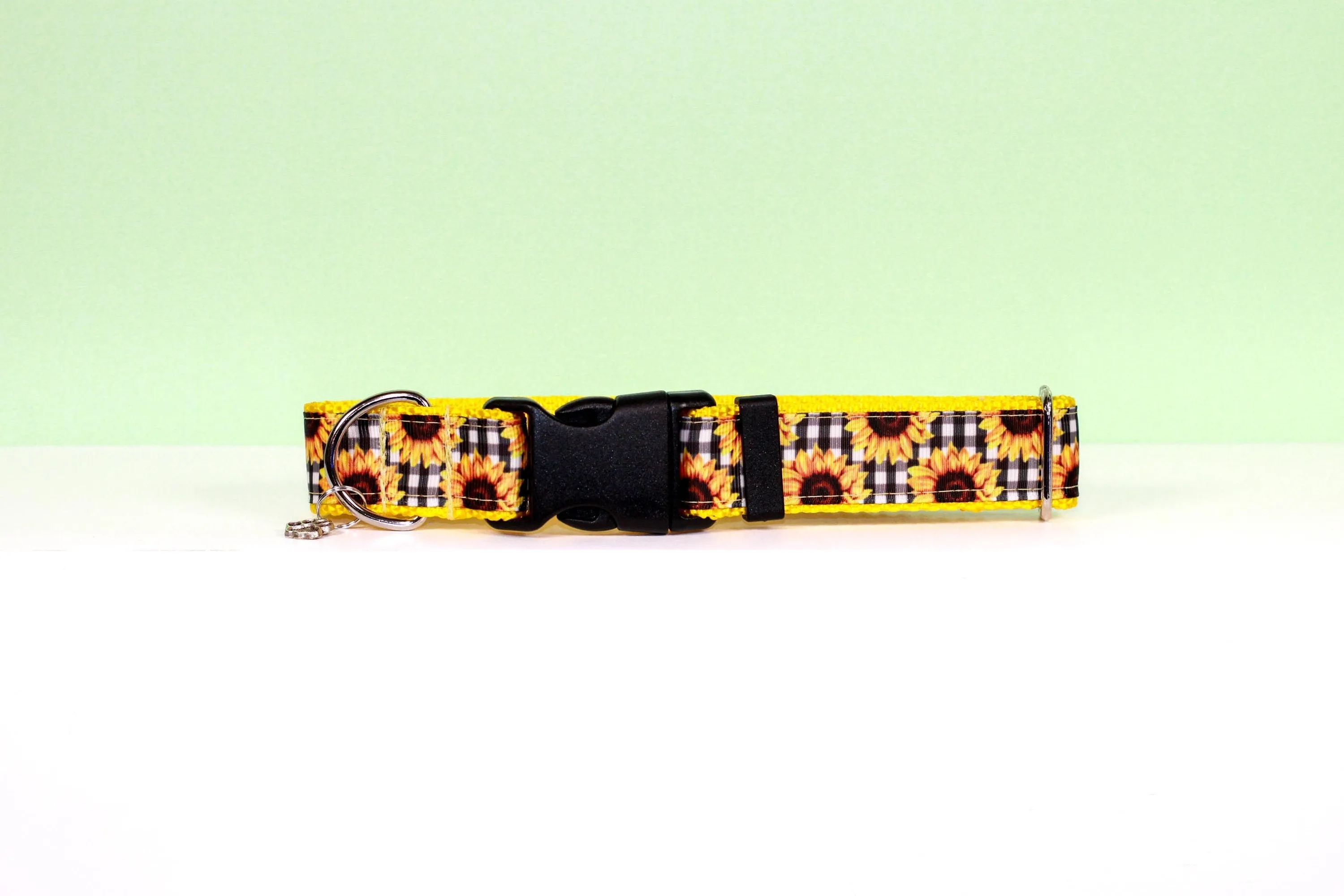 Sunflower plaid, Sunflower Dog Collar, Sunflower Cat Collar, Sunflower Collar, Fall dog collar, Fall cat collar , Floral dog collar