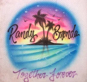 Sunset Palm Tree Double Name & Together Forever Airbrushed Shirt