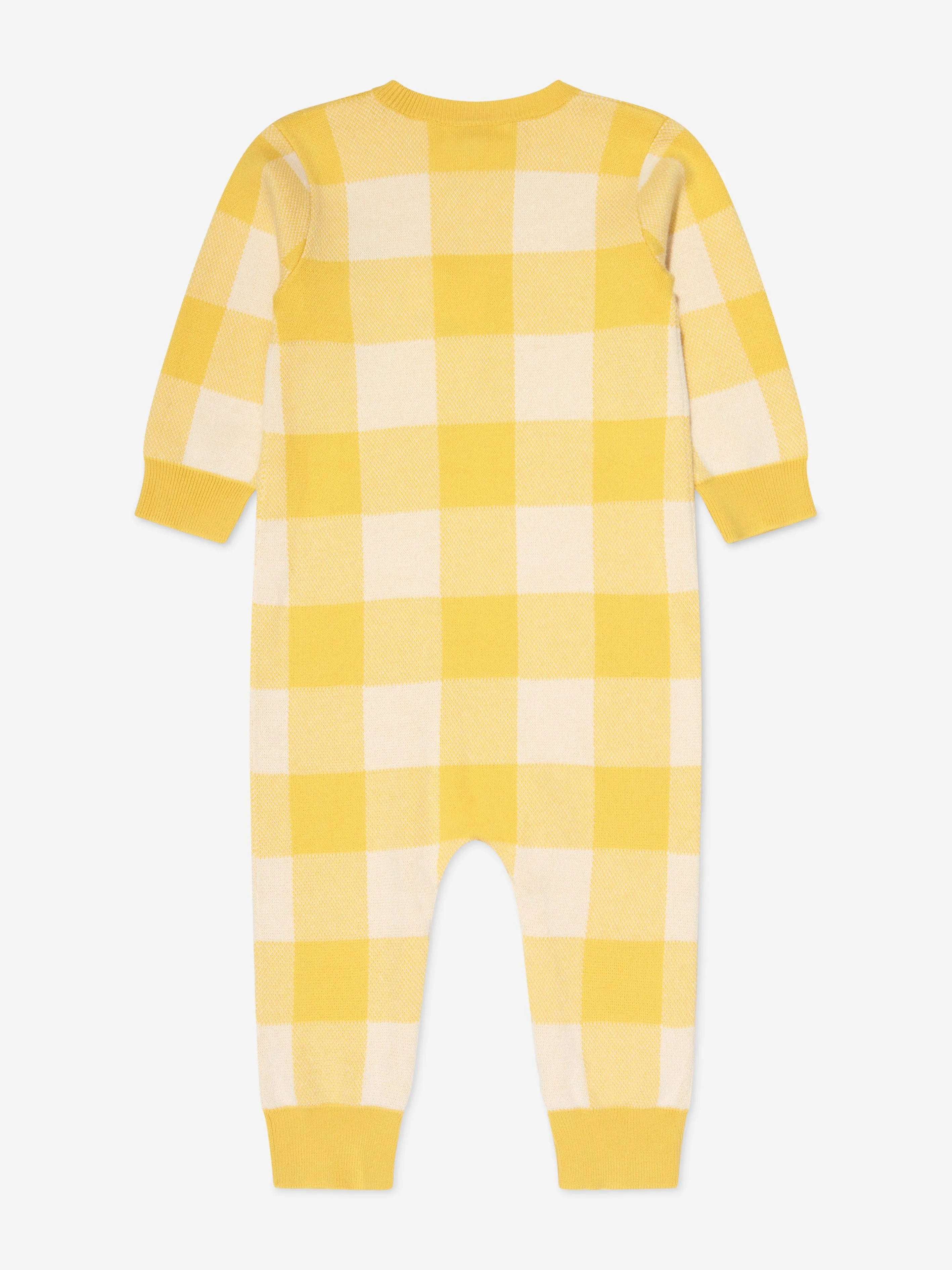 The Bonnie Mob Baby Check Jacquard Romper in Yellow