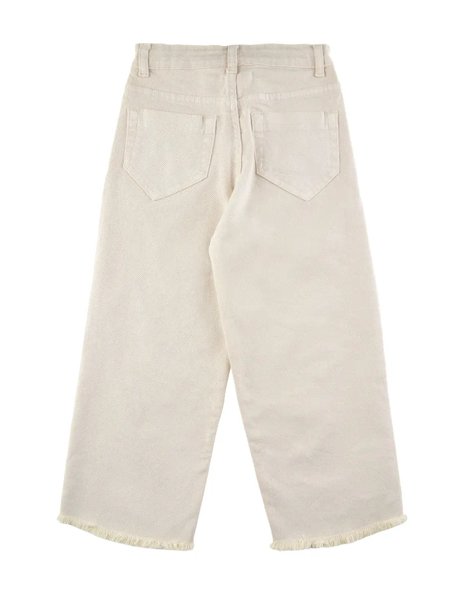 The Favela Wide Cropped Jeans - Ivory - KIDS