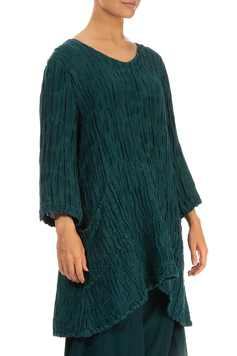 Twin Pockets Emerald Circle Silk Linen Tunic