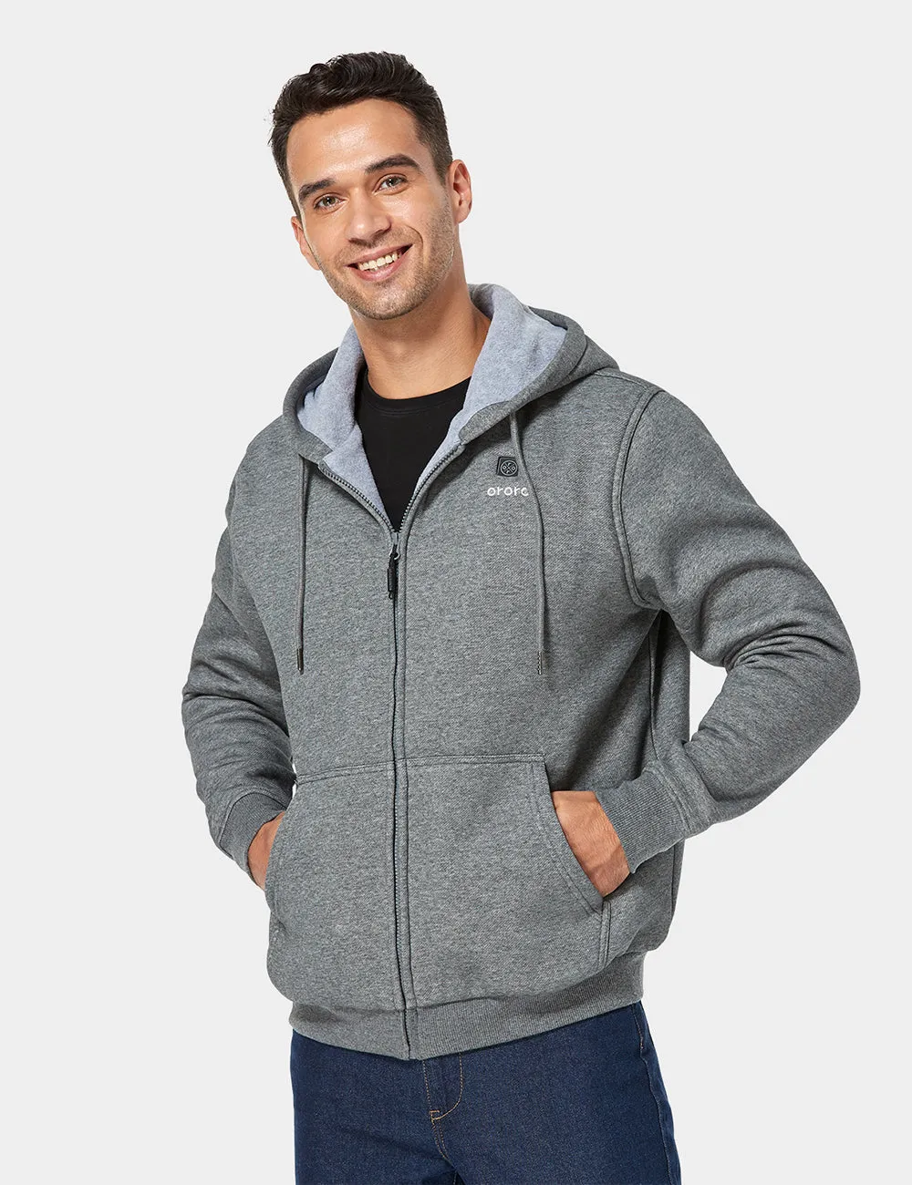 Unisex Heated Fleece Hoodie - Flecking Gray/Black (Apparel Only)