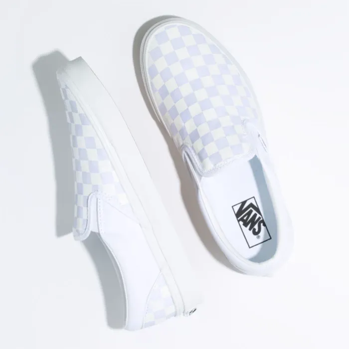 Vans Unisex Checkerboard Slip On Shoes - True White