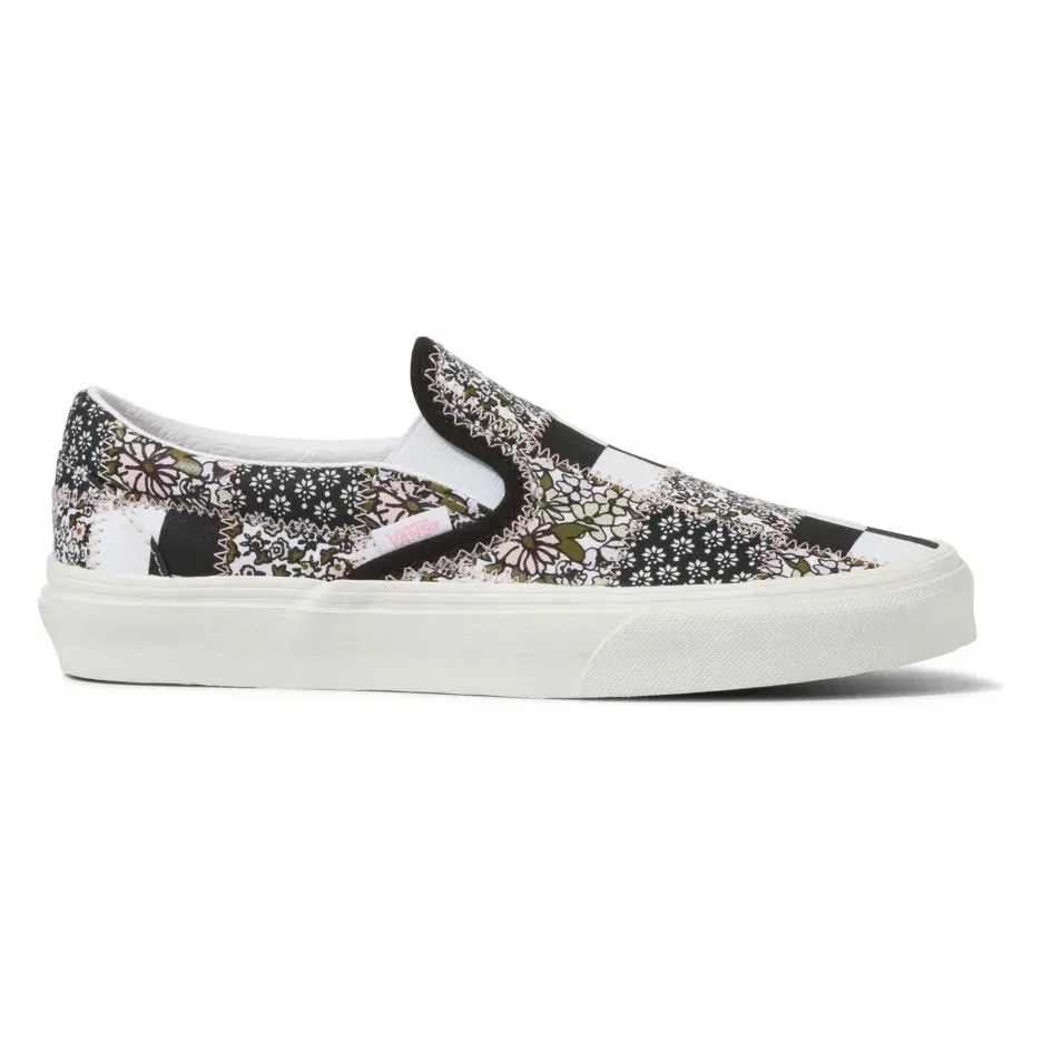 Vans Unisex Patchwork Floral Classic Slip On Shoes - Multi / Marshmallow