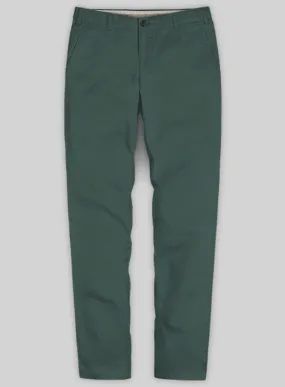 Washed Gallo Green Cotton Stretch Chino Pants