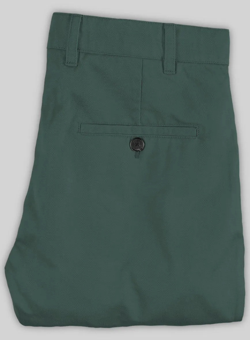 Washed Gallo Green Cotton Stretch Chino Pants