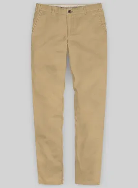 Washed Khaki Feather Cotton Canvas Stretch Chino Pants