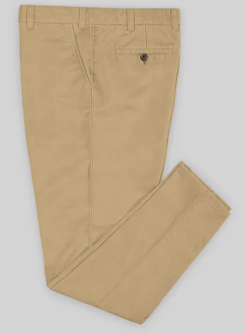 Washed Khaki Feather Cotton Canvas Stretch Chino Pants