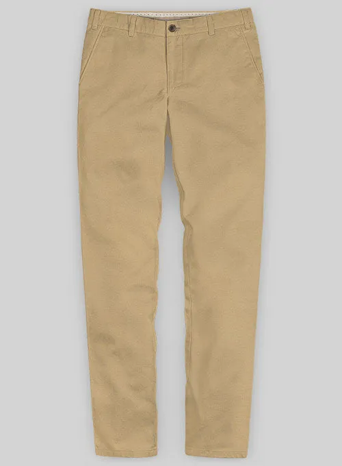 Washed Khaki Feather Cotton Canvas Stretch Chino Pants