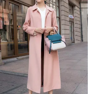 Winter Woolen Coat, Handmade Long Warm Coat, Women Wool Coat Jacket 07653