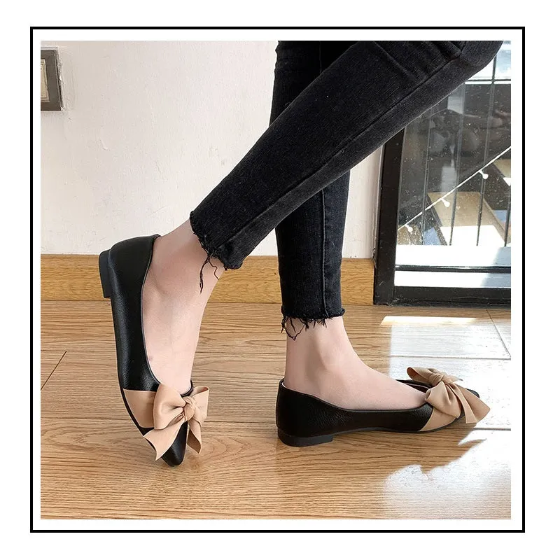 Womens Elegant Flat Shoes Bow-Knot Pointy Toe Shoes