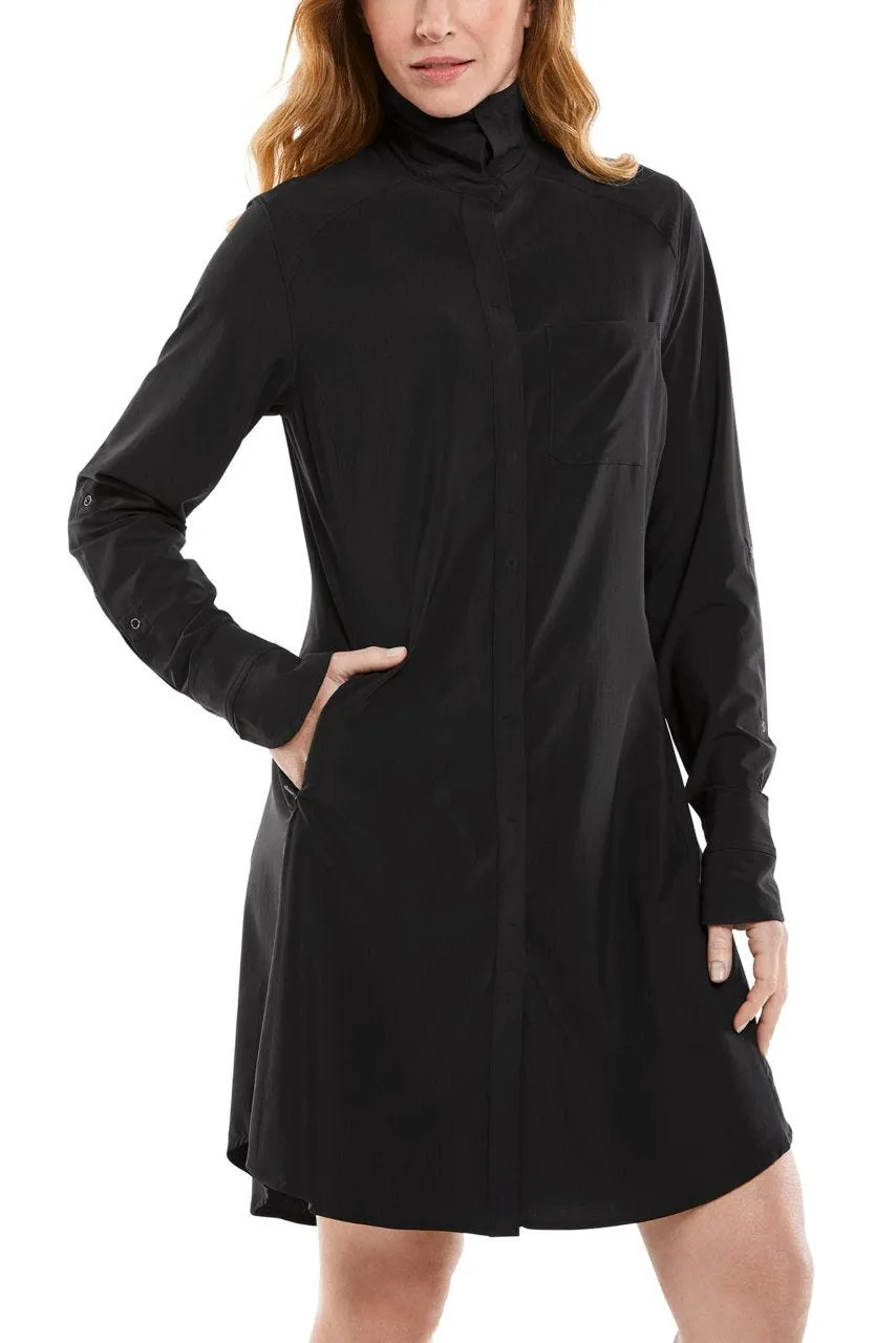 Women's Malta Travel Shirt Dress  |  Black Shadow Stripe