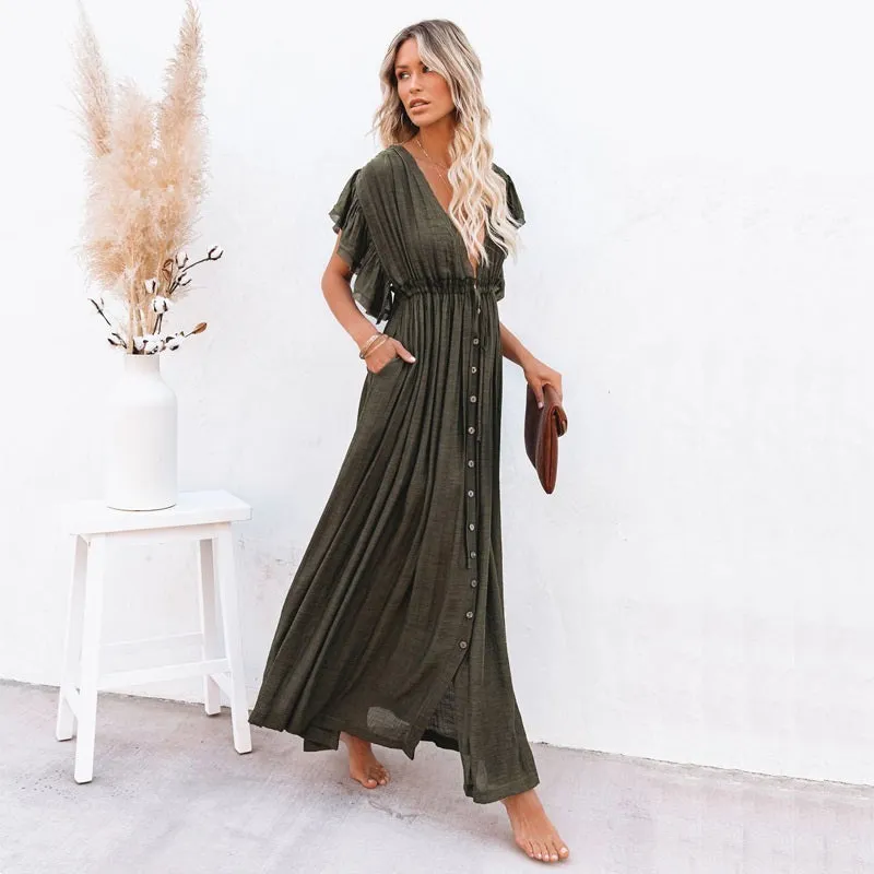 Womens Sexy Bikini Cover-ups Long Tunic Beach Dress