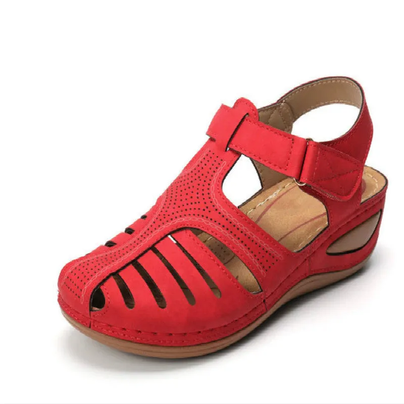 Womens Summer Hollow Closed Toe Wedge Casual Sandals