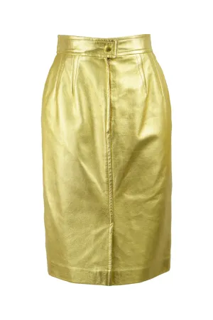 Women's Vintage Gold Leather Skirt, Fall 1991