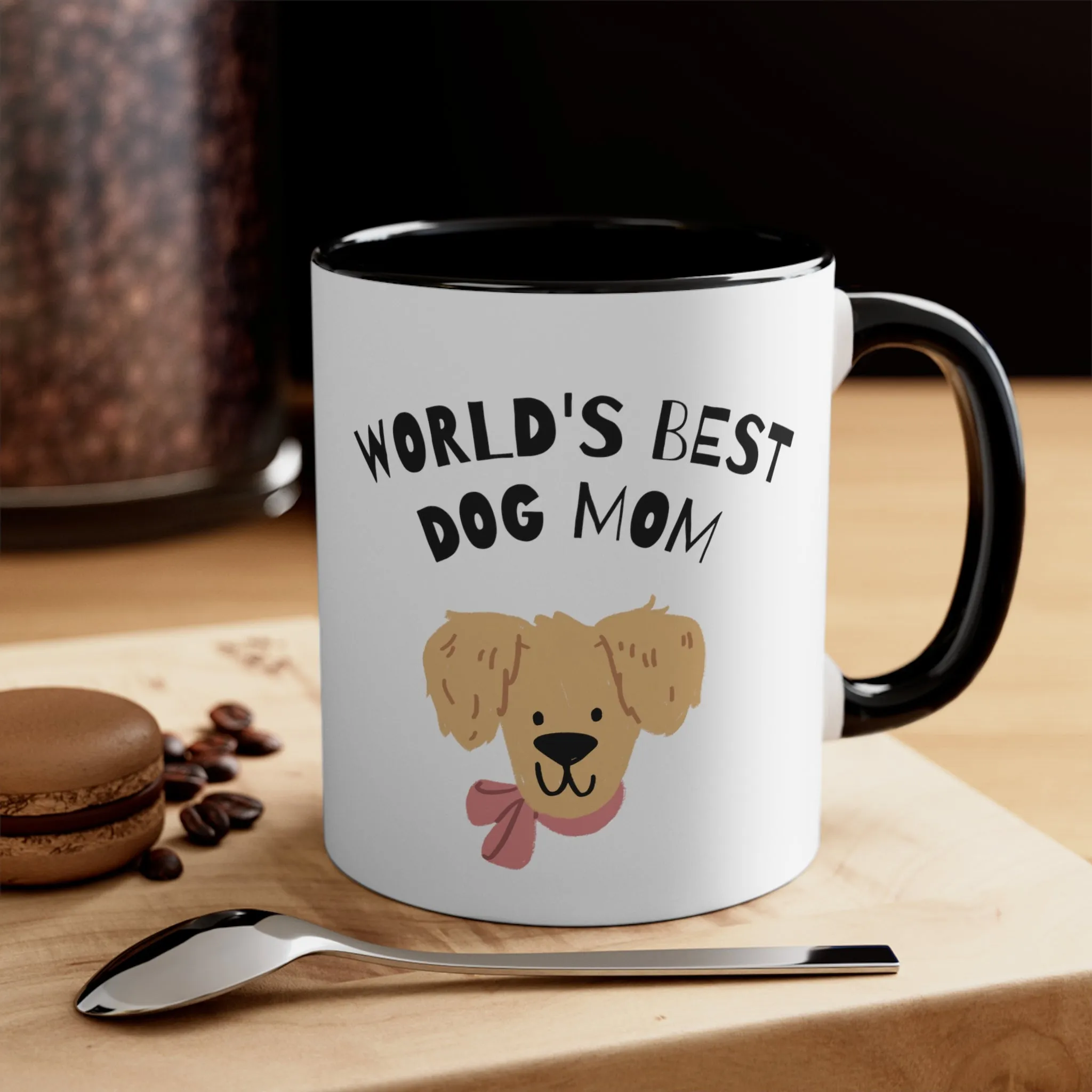 World's Best Dog Mom with Cute Doodle Multi-Color Coffee Mug Gift for Dog Owners