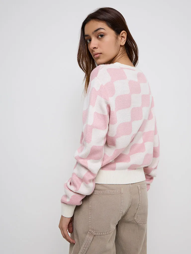 Y&F Kids Pink Block Pattern Sweater