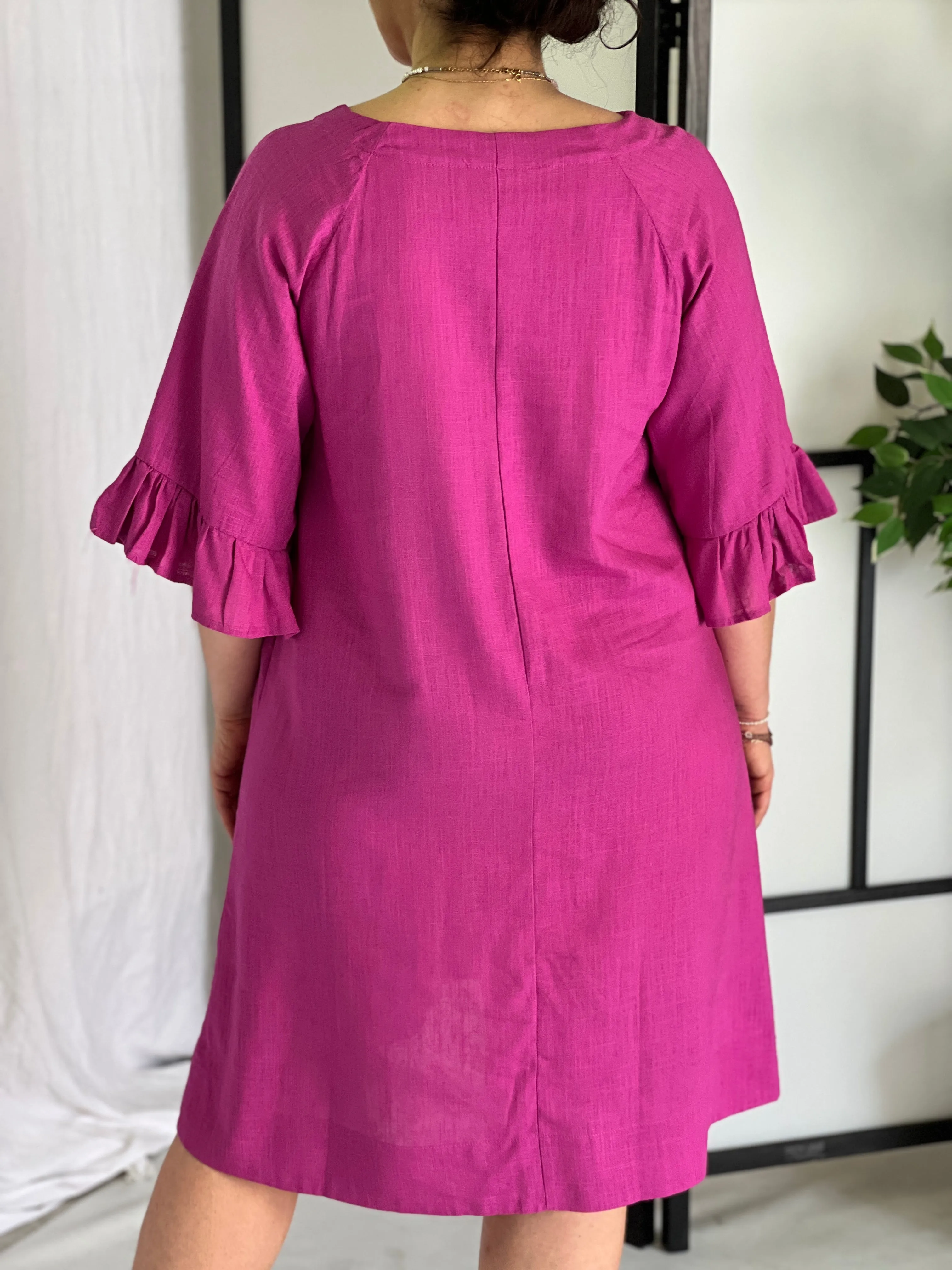 York Fuchsia Linen Dress