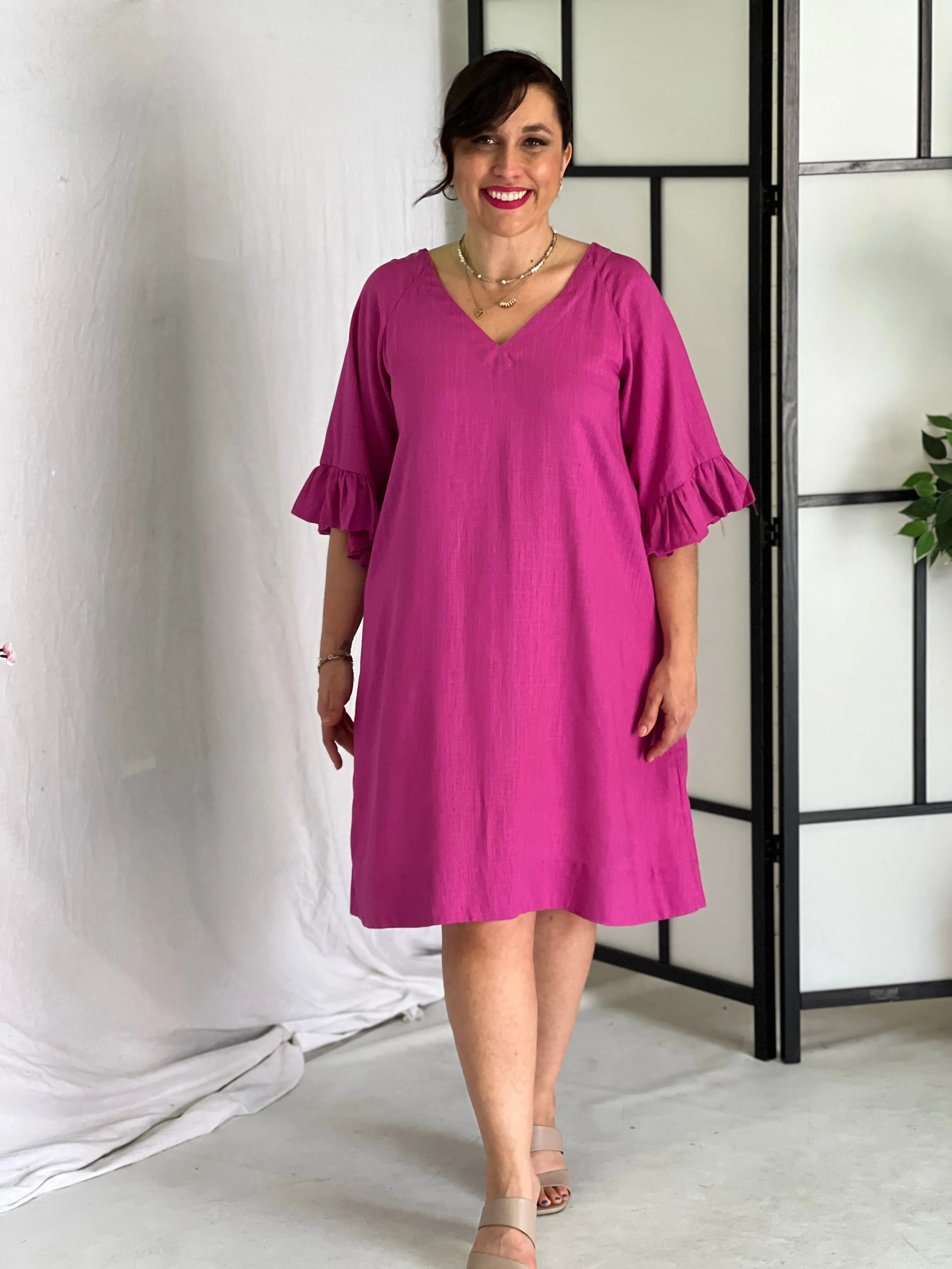 York Fuchsia Linen Dress