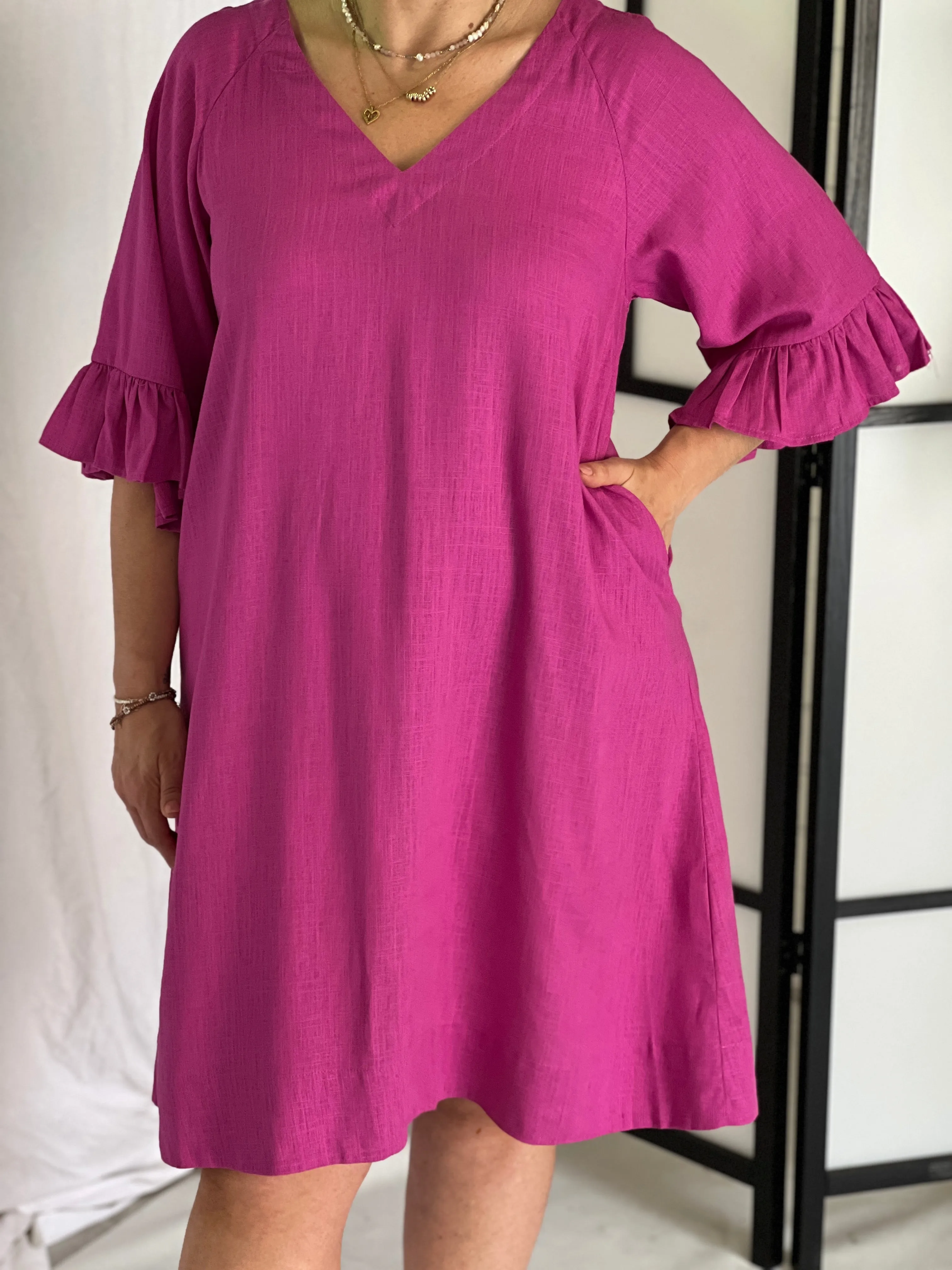 York Fuchsia Linen Dress