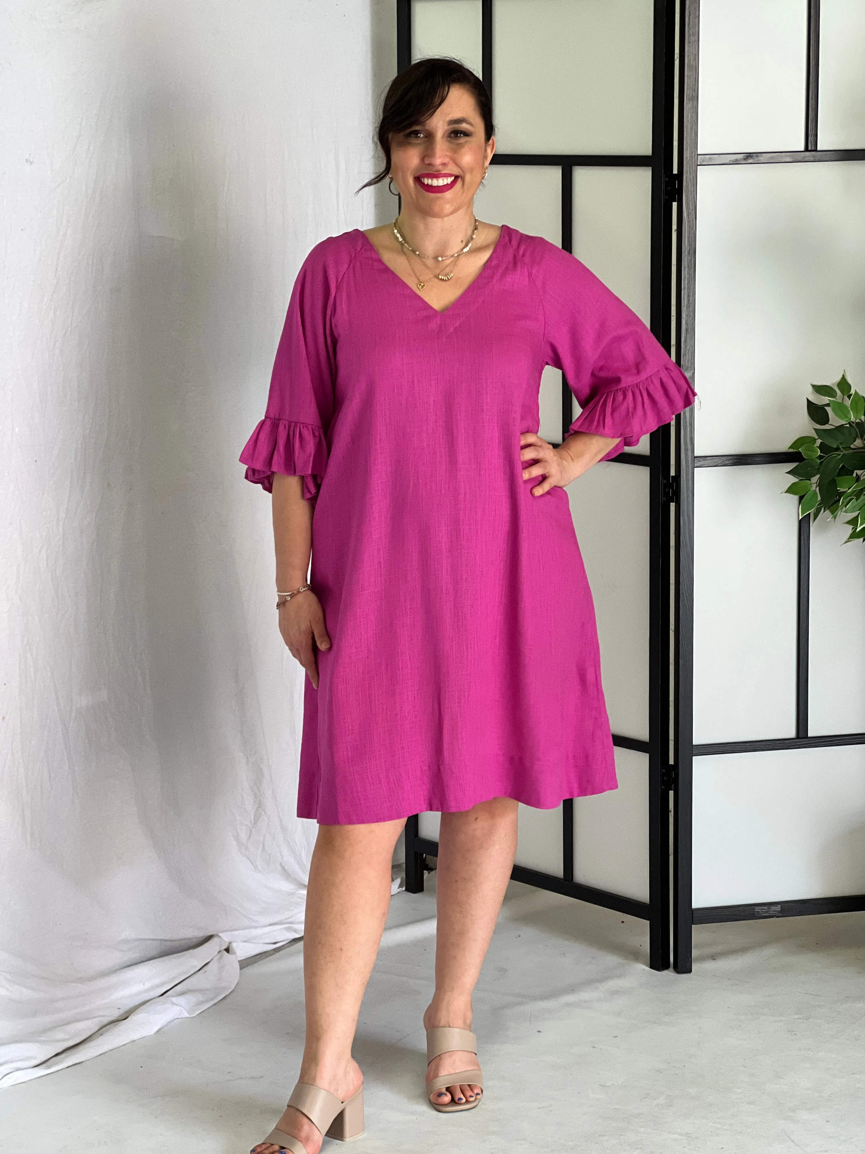 York Fuchsia Linen Dress