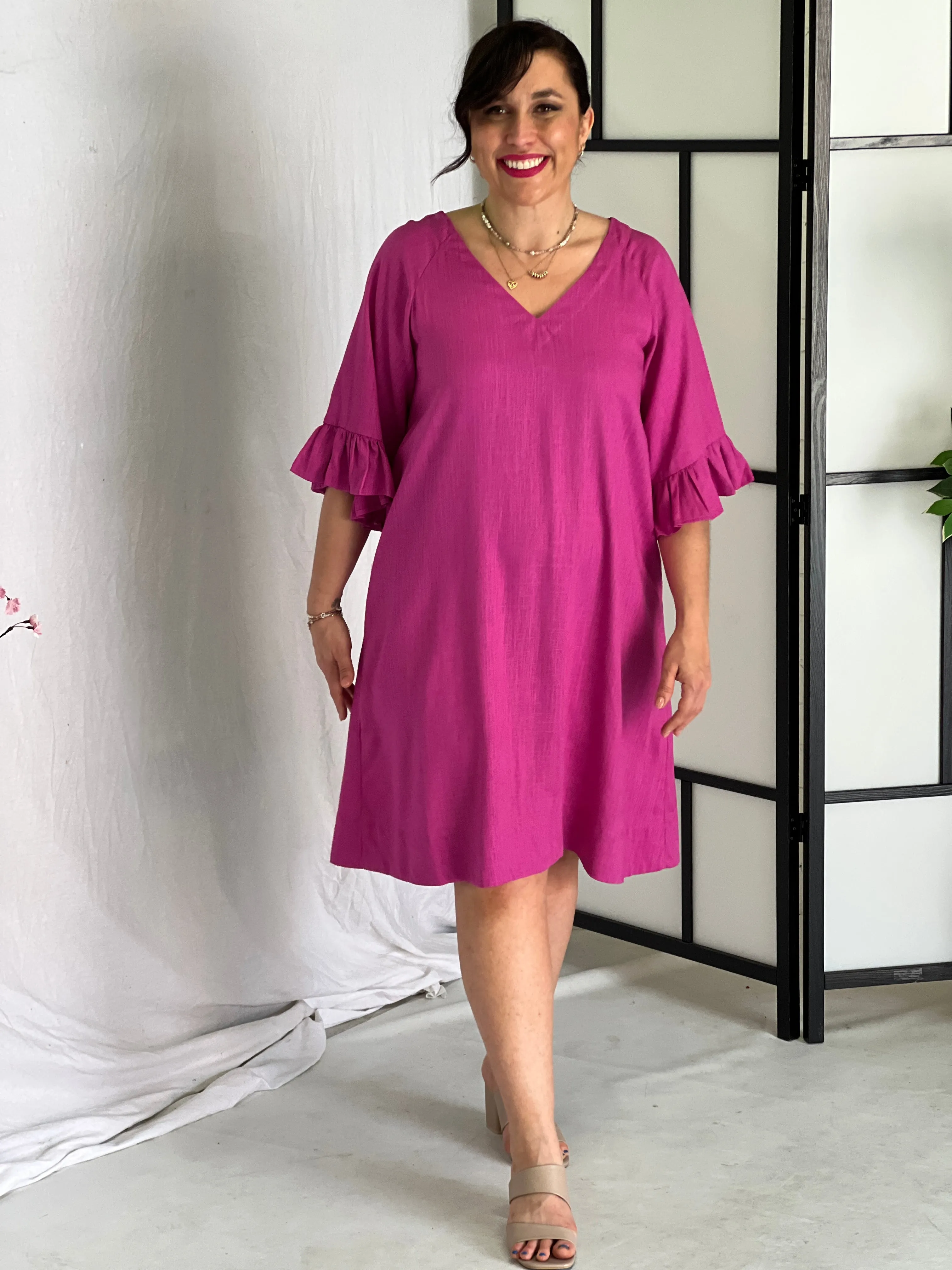 York Fuchsia Linen Dress